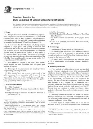 Standard Practice for  Bulk Sampling of Liquid Uranium Hexafluoride