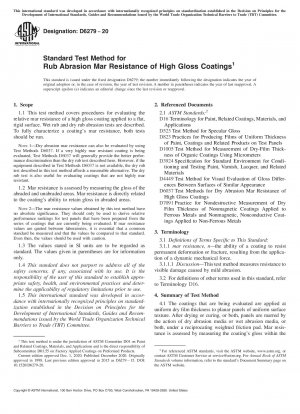 Standard Test Method for Rub Abrasion Mar Resistance of High Gloss Coatings