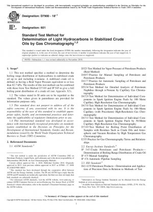 Standard Test Method for Determination of Light Hydrocarbons in Stabilized Crude Oils by Gas Chromatography