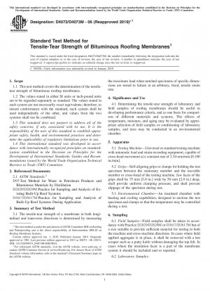 Standard Test Method for Tensile-Tear Strength of Bituminous Roofing Membranes