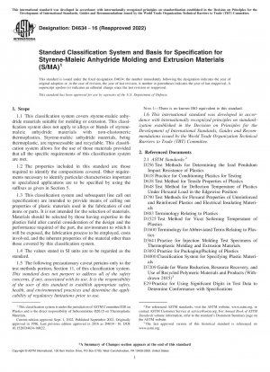 Standard Classification System and Basis for Specification for Styrene-Maleic Anhydride Molding and Extrusion Materials (S/MA)