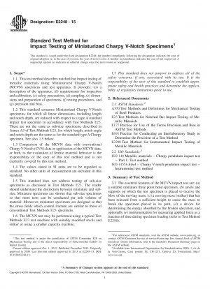 Standard Test Method for  Impact Testing of Miniaturized Charpy V-Notch Specimens
