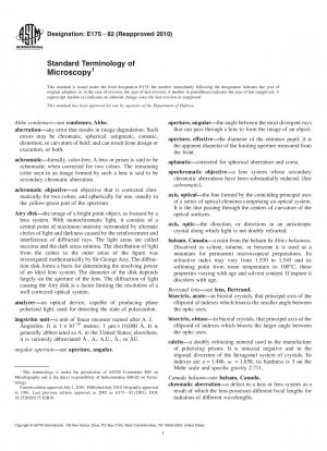Standard Terminology of Microscopy